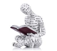 QIANLING Bookshelf Decor Reading Thinker Figurine - Modern Abstract Sculpture, Aesthetic Art Statue for Home Office, Bedroom, or Study, Bookshelf, Desk, Coffee Table, or Reading Corner Decor (Reader)