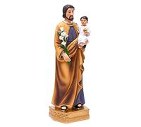 QIANLING Saint Joseph with Child Resin Religious Statue,8 Inch Catholic Saint Joseph Figurines, Colored Hand Painted Religious Gifts, Suitable for Religious Decor, Collection, and Home Use