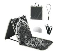 Qianliniuinc Portable Prayer Mat, Foldable Prayer Rug with Backrest, 36x78cm Islamic Prayer Mat, Includes Kufi Hat & 99 Beads Tasbih, Meditation Rug for Muslim, Ramadan Gift Set (Black)