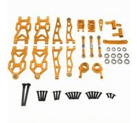 Qianly 1:16 Scale Front Rear Upper Lower Swing Arms Upgrade Parts Metal Kit | Adjustable, original equipment fit and third-party RC Car Aluminum Upgrade Kit, Responsive, Gold