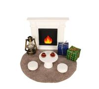 Qianly 10 Pieces Dollhouse Fireplace Set | Molded Resin Construction, Miniature Holiday Display, Flame Effect, Miniature Living Room Set, for Dollhouses, DIY Crafters, Gray