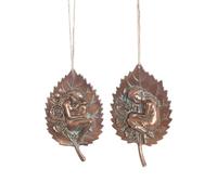 Qianly 2 Pieces Copper-Toned Leaf Fairy Statue Decorative Hanging Leaf Fairy-Themed Ornament Easy to Hang Resin Figurine for Outdoor