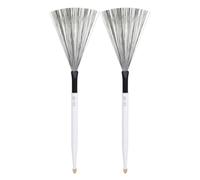 Qianly 2 Pieces Drum Brush Double-sidedUse Double-Ended Drum Brush High-Carbon Steel Drumstick for Drummers, Students, Playing, Jazz , White