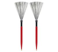 Qianly 2 Pieces Drum Brush Double-sidedUse Double-Ended Drum Brush High-Carbon Steel Drumstick for Drummers, Students, Playing, Jazz , Red