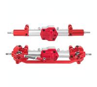 Qianly 2 Pieces Front and Rear Elevated Axles Upgrade Part Metal Axle Set Heavy Duty RC Crawler Axle Assembly for Rough Terrain, Red-silver