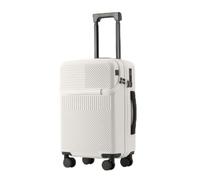 Qianly 20 Inch Suitcase with Rotating Wheels Hard-Sided Suitcase with Front Pocket Carry on Luggage for Commuters, Air Travel, Array, Moonlight White, 20 Inch