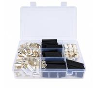 Qianly 215 Pieces Copper tube Compress Terminals Color-Coded Compress Terminal Kit with Heat-Shrink Tubing Resistant for Electricians