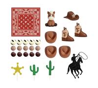 Qianly 27x Cowboy Cake Toppers Cake Decorations Soft Clay Figurines for Cowboy Cowgirl Theme