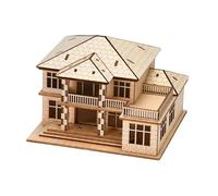 Qianly 3D Wooden House Puzzles Wooden Building Architecture Scene DIY Ornaments, 2 Tier
