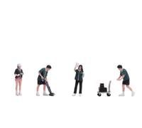 Qianly 4 Pieces Miniature Convenience Store Scene Tiny 1:64 Scale Figures Fragile Tiny People for Model Collectors