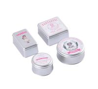 Qianly 4 Pieces Miniature Cookie Tin Glossy Miniature Tin with Lid Molded Toy Container for Collectors, Silver