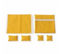Qianly 6 Pieces Dollhouse Bedding Set Textile Miniature Bedding Set Lace Trim Dollhouse Bedroom Collection with Throw Pillows for Hobbyists, Polka Dot
