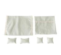 Qianly 6 Pieces Dollhouse Bedding Set Textile Miniature Bedding Set Lace Trim Dollhouse Bedroom Collection with Throw Pillows for Hobbyists, Striped