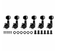 Qianly 6 Pieces Locking Machines Easy to Install Electric Instrument Tuning Pegs Anti-Rust Locking String Tuning Machines, Black, 6L