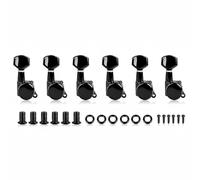Qianly 6 Pieces Locking Machines Easy to Install Electric Instrument Tuning Pegs Anti-Rust Locking String Tuning Machines, Black, 6R