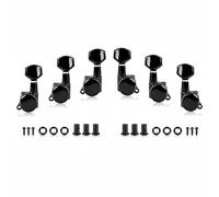 Qianly 6 Pieces Locking Machines Easy to Install Electric Instrument Tuning Pegs Anti-Rust Locking String Tuning Machines, Black, 3L 3R