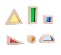 Qianly 6 Pieces Rainbow Acrylic Building Blocks Science and Engineering Concepts Wooden Acrylic Blocks Open-Ended Play for Preschoolers, Classroom