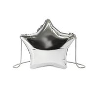 Qianly Acrylic Clutch Purse Chain Crossbody Bag, Lightweight, Wallet Elegant Star Shape Unique for Wedding Party Birthday Graduation, Argent