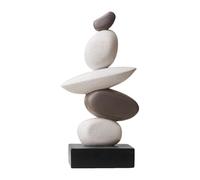 Qianly Artificial Sandstone Statue Art Figurine Decoration Craft Stone Sculpture Desktop Ornament for Restaurant Bookshelf, Gray White