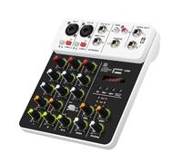 Qianly Audio Mixer Stereo DJ Mixer 4 Channel Reverb Delay Effect,Sound Board Mixing Console,Sound Mixer for Computer Stage Phone