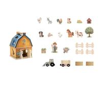 Qianly Barn Shape Sorter Pretend Play Wooden Playhouse with Shape Sorter Hand-Eye Coordination Wooden Farm Toy for Young Children, Classroom