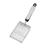 Qianly Beach Mesh Cat Litter Sturdy Comfortable Mesh Screen Fecal Spoon with Handle Practical Versatile Sifter Dipper, Black White, S