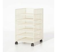 Qianly Beneath-Desk File Storage Rack Minimalist Six-Layer File Organizer Desk Organizer with Shelves for Students, Cream White, Six-layer With Wheels, Vertical