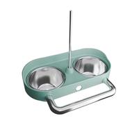 Qianly Bird Feeder, Hanging Double Feeding Tray, Stainless Steel Metal Accessory, Parrot Feeding Station for Small And Medium-Sized Birds, Birdcage Feeder, Green Round