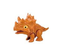 Qianly Biting Finger Dinosaur Toy Hand Dinosaur Puppet with Flexible Joints Interactive Action Figure for Easter Basket Stuffers Children Bath Toys, Brown Triceratops
