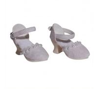 Qianly BJD Highopen-Back Shoes Chic Doll Ankle Strap Heels with Buckle Textured, White