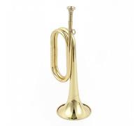 Qianly Brass Wind Bugle Ceremonial Trumpet Musical Instrument Engraved Bell Polished Copper Sturdy Metal Suitable for Display Marching Band Outdoor Performance Event Procession, Gold