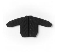 Qianly Button up Knit Cardigan Miniature Cable Knit Cardigan Cozy Outerwear, Black, 6.5cm