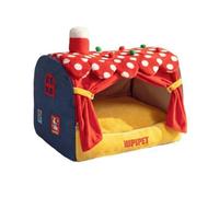 Qianly Calming Pet Bed with Curtains, Retro Fairy Tale Drawer Nest-Red, 2XL 80 68 67cm