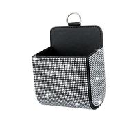 Qianly Car Vent Storage Box Sunglass Holder Key Case Universal for Women Accessories PU Leather Pocket for, White