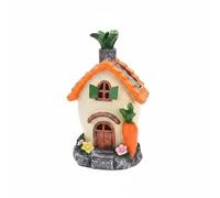 Qianly Carrot Cottage Ornament Mini Landscape Solar Miniature Cottage No Required Glowing Resin for Kids, Yard, Orange Roof Radish House Solar Light