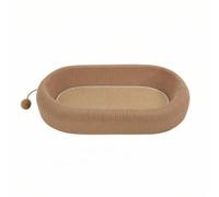 Qianly Cat Bed with Play Ball Low Profile Cat Sofa with Cushion Comfortable Pet Couch for Cats, Kittens, Deep Recessed Linen Mat Upgraded Version