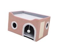 Qianly Cat Hideaway Cat Cubes Decoration with Scratch Pad Practical Cat House Cats Nest Tent for Pet Multi Small Pet Cats Kitty, Pink