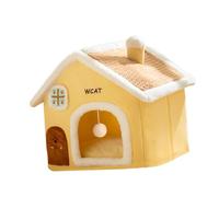 Qianly Cat House with Cozy Cave Soft Washable Cushion Play Area with Hanging Ball Comfortable Sponge Suitable for Indoor Cats C, L for 7.5kg pet