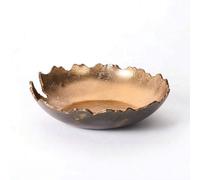 Qianly Centerpiece Bowl Irregular Fruit Bowl Organic Decorative Vessel for Decorators, Tabletop, 32 32 H8.5cm, D-Type Gold Small
