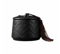 Qianly Ceramic Pet Remains Urn Water-Resistant-Resistant Cremation Jar Gold-Painted Details Keepsake Remains Holder, Zen Black With Free Sea Wave Pattern, Medium Approx. 25 Jin Pet Weight
