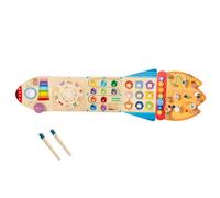 Qianly Children Learning Board Wooden Busy Wall Activity Toddler With Sliding Tracks Numbers Shapes Beads For Skill Building Suitable for playrooms nurseries kindergarten