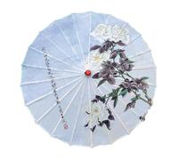 Qianly Chinese Oiled Paper Umbrella Costumes Prop Versatile Classical Dance Parasol 82cm for Party Weddings Bridal Showers Favor, White Roses