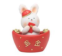 Qianly Chinese Statue Figurines Home Decoration Table Centerpieces Shaking Bunny Sculpture for Desktop, Shop, Living Room, Dining Room, 6.5x5x8.5cm Wealth