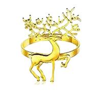Qianly Christmas Deer Napkin Rings Table Decorations Dinnerware Ornaments Napkin Buckles Set of 6 for Bar Dinner Table Restaurant, Gold