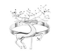 Qianly Christmas Deer Napkin Rings Table Decorations Dinnerware Ornaments Napkin Buckles Set of 6 for Bar Dinner Table Restaurant, Silvery