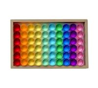 Qianly Colored Acrylic Blocks with Wooden Tray, 2.5cm Cylindrical Blocks, 60 Pieces, Includes Wooden Storage Box