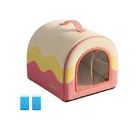 Qianly Cooling Pet House Zippered Pet House with Mesh Door Portable for Pets, Floor, Guava Pink, M