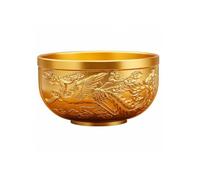 Qianly Decorative Cast Metal Bowl | Chinese-Style, Brass Bowl with Embossed Detailing Ornamentation, Vintage, Container, for Living Room, Entryway, Altar, Style B