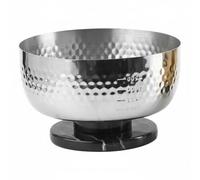 Qianly Decorative Centerpiece Bowl Modern Minimalist Hammered Metal Bowl Multi-Functional Home Decor for Kitchen Counter, Silver