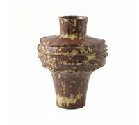 Qianly Decorative Vase Sculptural Vase with Pinched Rim Minimalist for Interior Designers, Clean Design Advocates, Living Room, Brown, 34 33 H40cm